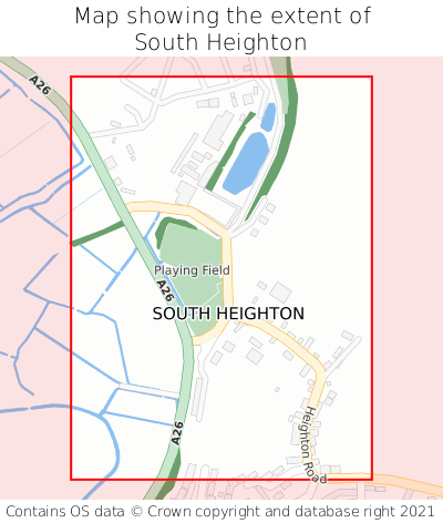 Map showing extent of South Heighton as bounding box