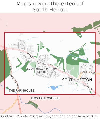 Map showing extent of South Hetton as bounding box