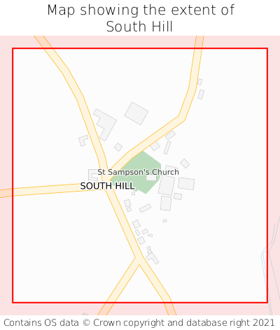 Map showing extent of South Hill as bounding box