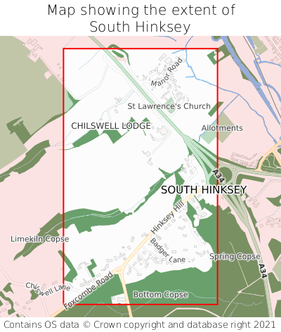 Map showing extent of South Hinksey as bounding box