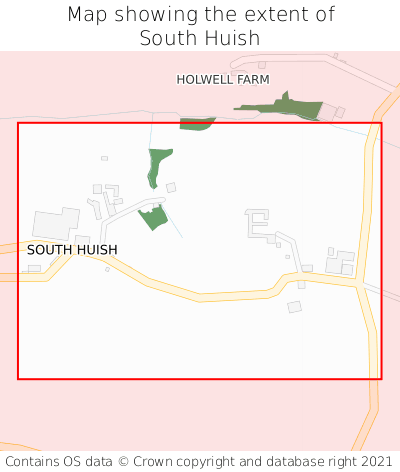 Map showing extent of South Huish as bounding box
