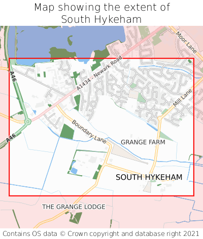 Map showing extent of South Hykeham as bounding box