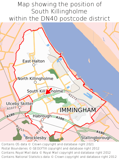 Map showing location of South Killingholme within DN40