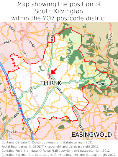 Map showing location of South Kilvington within YO7