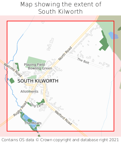 Map showing extent of South Kilworth as bounding box