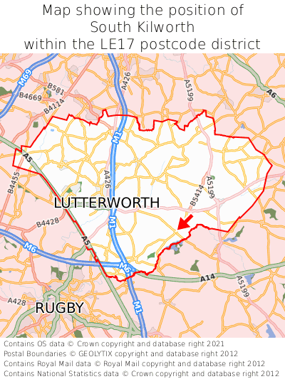 Map showing location of South Kilworth within LE17