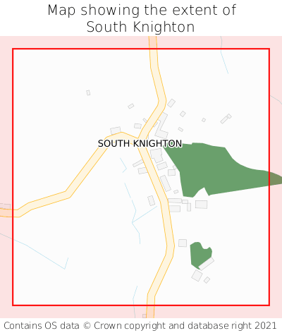 Map showing extent of South Knighton as bounding box