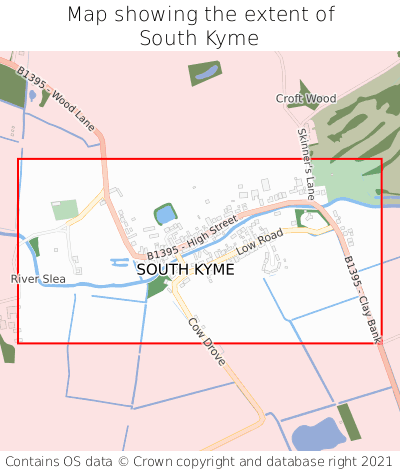 Map showing extent of South Kyme as bounding box