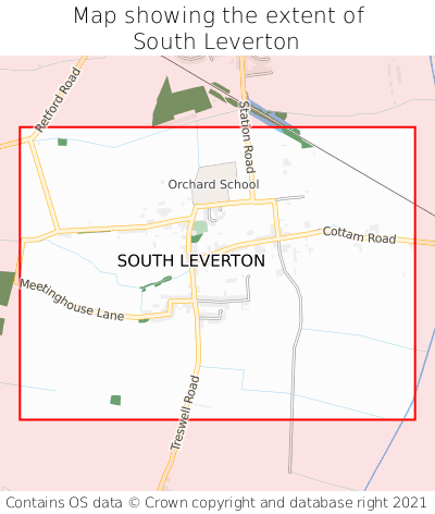 Map showing extent of South Leverton as bounding box