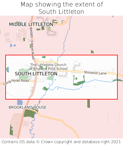 Map showing extent of South Littleton as bounding box