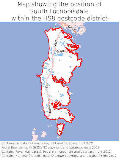 Map showing location of South Lochboisdale within HS8