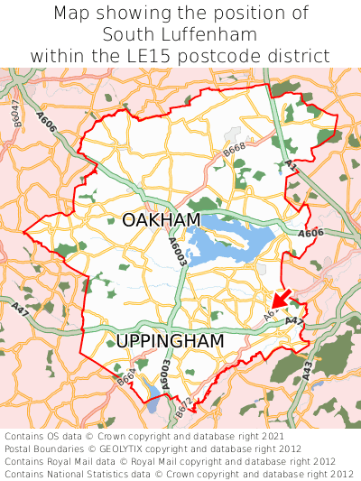 Map showing location of South Luffenham within LE15