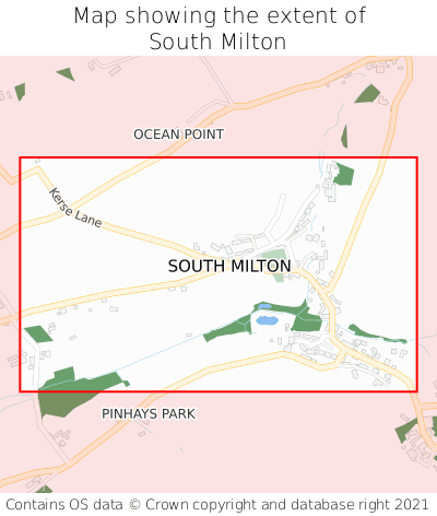 Map showing extent of South Milton as bounding box