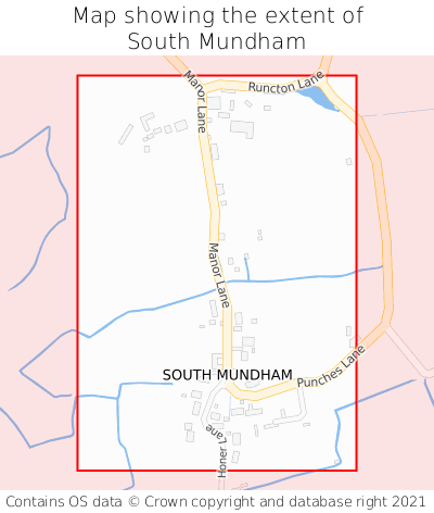Map showing extent of South Mundham as bounding box