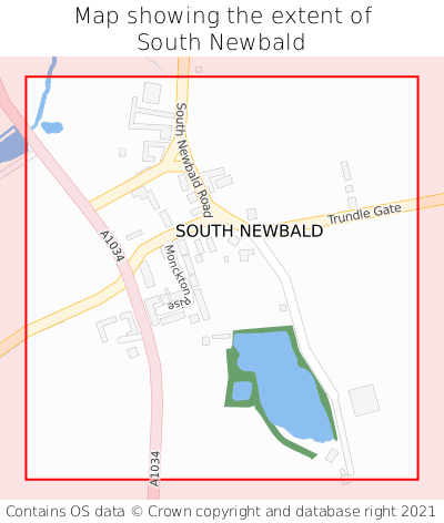 Map showing extent of South Newbald as bounding box