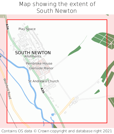 Map showing extent of South Newton as bounding box