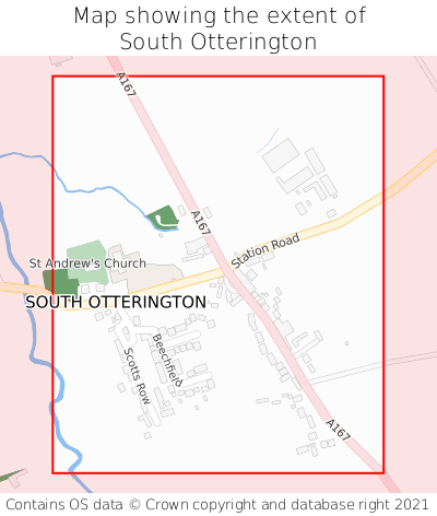 Map showing extent of South Otterington as bounding box