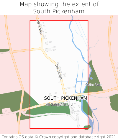 Map showing extent of South Pickenham as bounding box