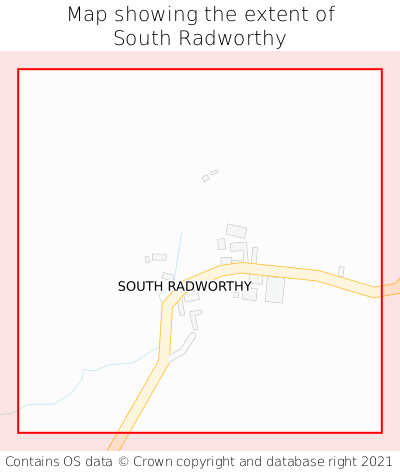Map showing extent of South Radworthy as bounding box