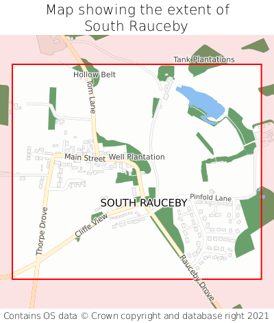 Map showing extent of South Rauceby as bounding box