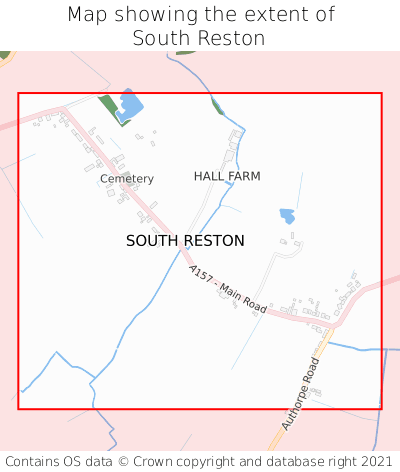 Map showing extent of South Reston as bounding box