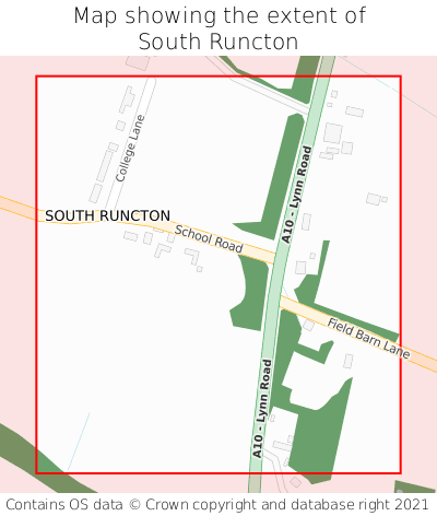 Map showing extent of South Runcton as bounding box