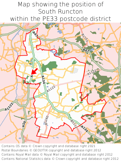 Map showing location of South Runcton within PE33
