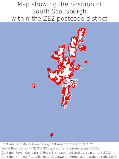 Map showing location of South Scousburgh within ZE2