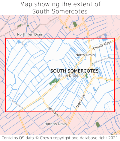 Map showing extent of South Somercotes as bounding box