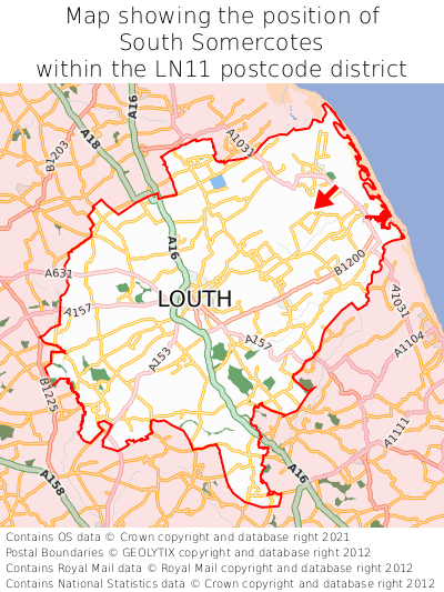 Map showing location of South Somercotes within LN11