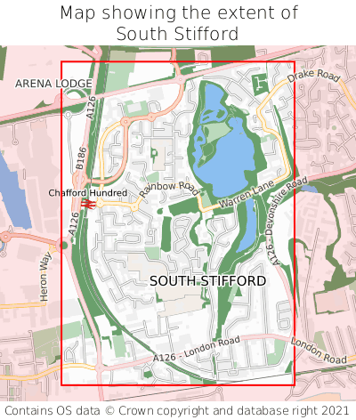 Map showing extent of South Stifford as bounding box