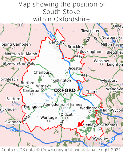 Map showing location of South Stoke within Oxfordshire