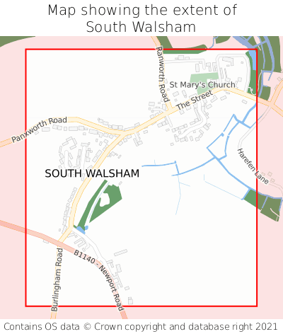 Map showing extent of South Walsham as bounding box