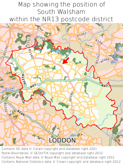 Map showing location of South Walsham within NR13