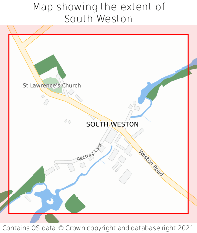 Map showing extent of South Weston as bounding box