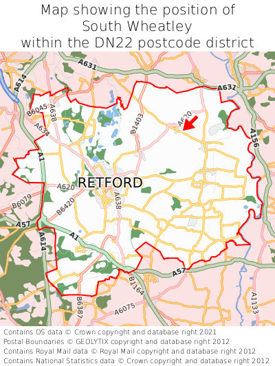 Map showing location of South Wheatley within DN22