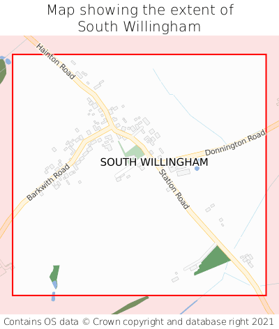 Map showing extent of South Willingham as bounding box