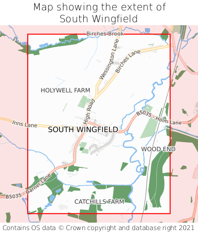 Map showing extent of South Wingfield as bounding box