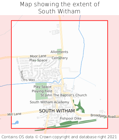 Map showing extent of South Witham as bounding box