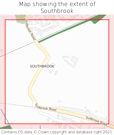 Map showing extent of Southbrook as bounding box