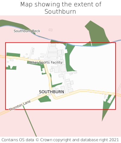 Map showing extent of Southburn as bounding box