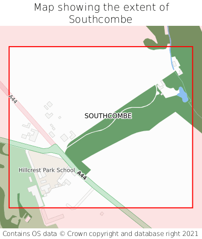 Map showing extent of Southcombe as bounding box