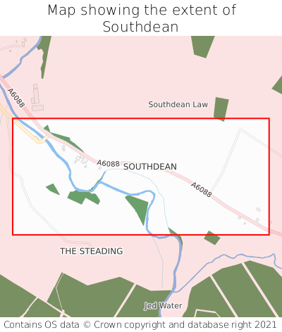 Map showing extent of Southdean as bounding box