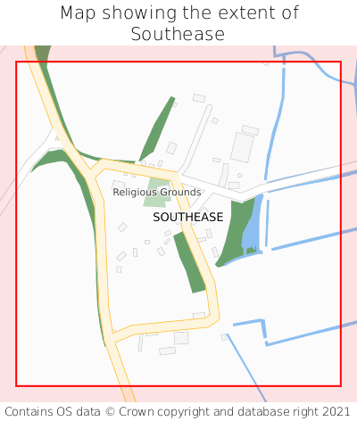 Map showing extent of Southease as bounding box