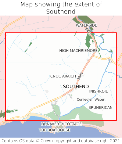 Map showing extent of Southend as bounding box