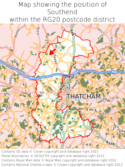 Map showing location of Southend within RG20