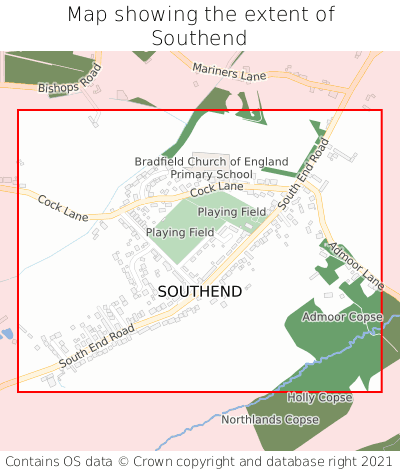 Map showing extent of Southend as bounding box