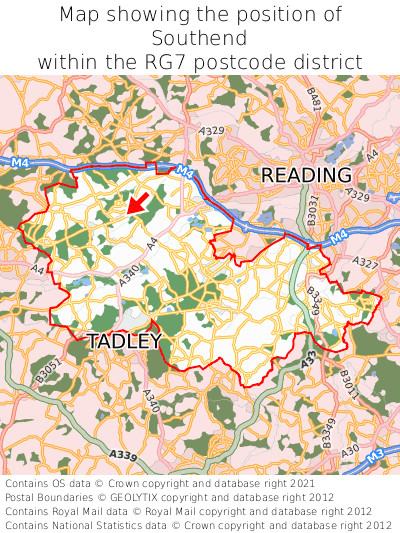 Map showing location of Southend within RG7