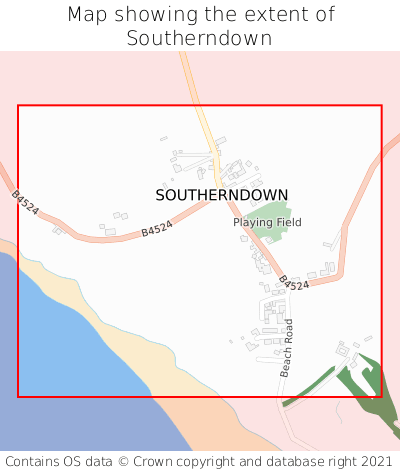 Map showing extent of Southerndown as bounding box
