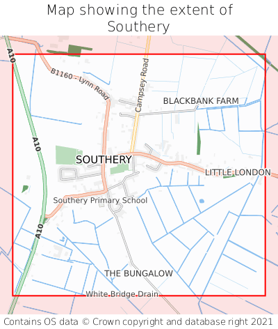 Map showing extent of Southery as bounding box